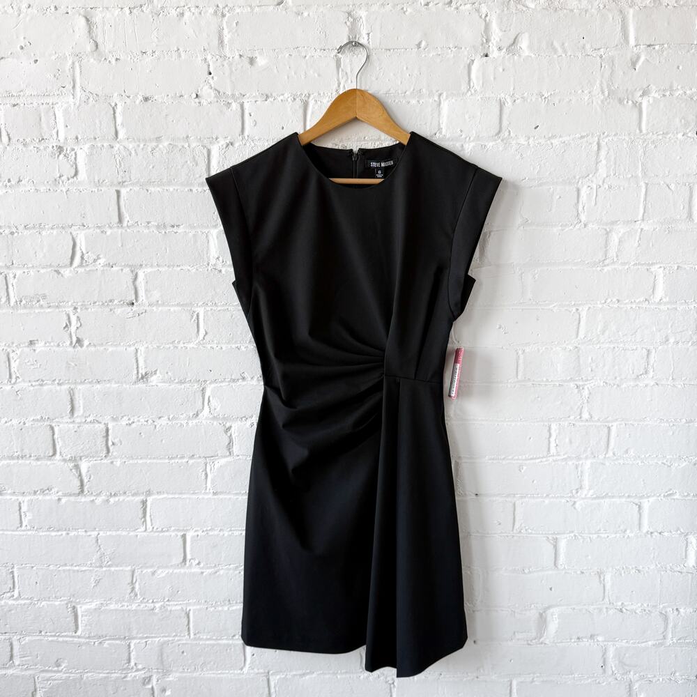 Steve Madden Jax Structured Cinch Waist LBD Black Mini Dress - Size 0